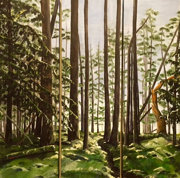 Thoughtful/ Thoughts in the Forest (triptych 36x36)